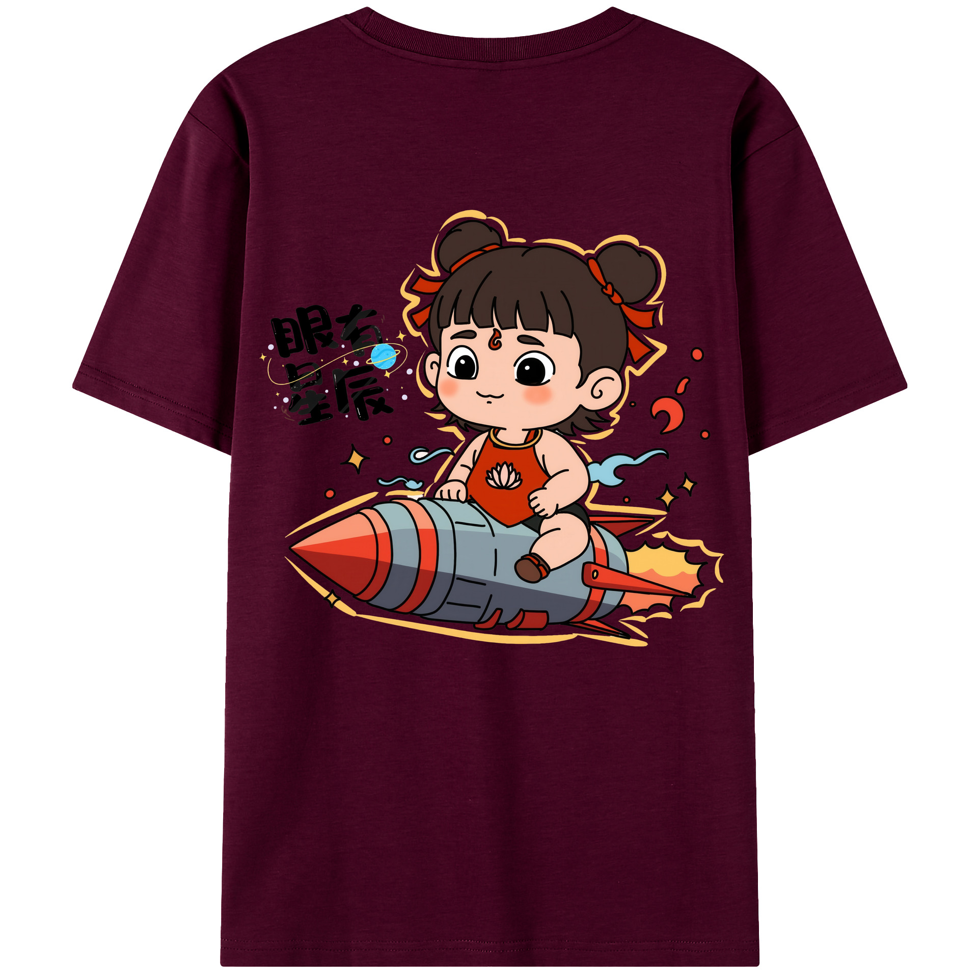 （画像用） Ne Zha 2 ナタ 魔童の大暴れ レディース半袖Tシャツ(バックプリント)
